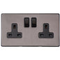 Vintage Range Satin Black Nickel Switches & Sockets, X66 - Double Socket (13 Amp) by Heritage Brass By M-Marcus