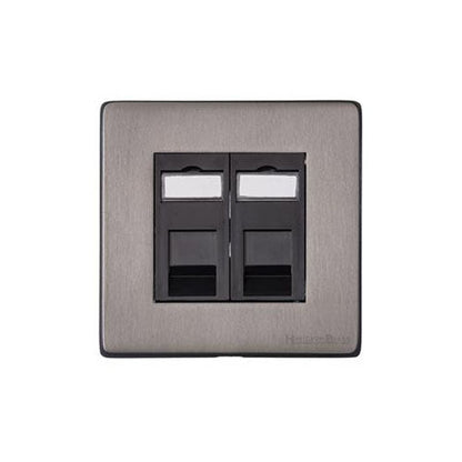 Vintage Range Satin Black Nickel Switches & Sockets, X66 - 2 Gang CAT6 by Heritage Brass By M-Marcus