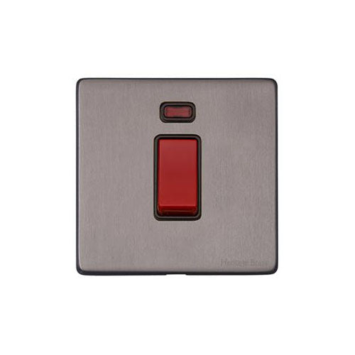 Vintage Range Satin Black Nickel Switches & Sockets, X66 - 45A DP Cooker Switch with Neon (single plate) by Heritage Brass By M-Marcus
