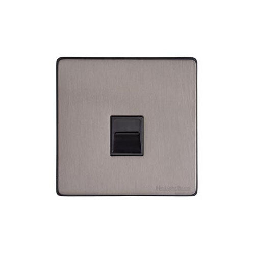 Vintage Range Satin Black Nickel Switches & Sockets, X66 - 1 Gang Secondary Line Socket by Heritage Brass By M-Marcus