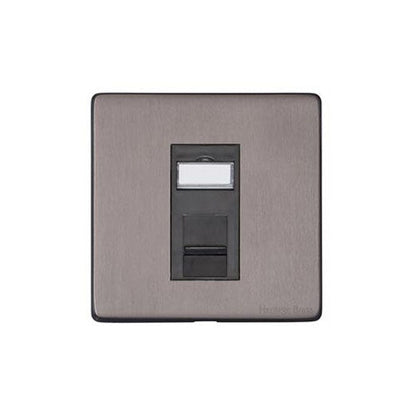 Vintage Range Satin Black Nickel Switches & Sockets, X66 - 1 Gang CAT6 by Heritage Brass By M-Marcus