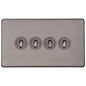Vintage Range Satin Black Nickel Switches & Sockets, X66 - 4 Gang Toggle Switch by Heritage Brass By M-Marcus