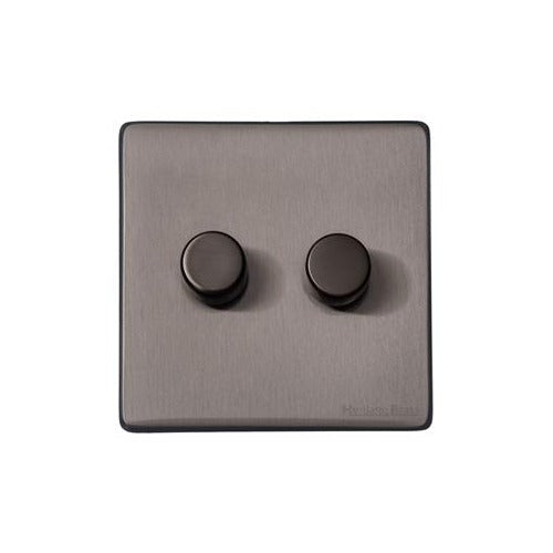 Vintage Range Satin Black Nickel Switches & Sockets, X66 - 2G Multi Location Secondary Dimmer by Heritage Brass By M-Marcus
