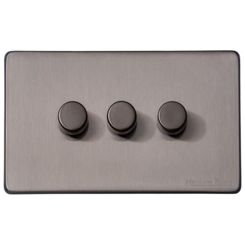 Vintage Range Satin Black Nickel Switches & Sockets, X66 - 3G Multi Location Secondary Dimmer by Heritage Brass By M-Marcus