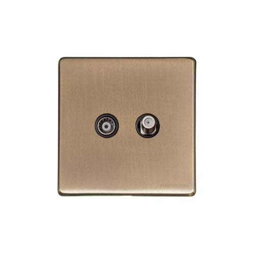 Vintage Range Antique Brass Switches & Sockets, X91 - TV/Satellite Socket by Heritage Brass By M-Marcus