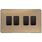 Vintage Range Antique Brass Switches & Sockets, X91 - 4 Gang Rocker Switch by Heritage Brass By M-Marcus