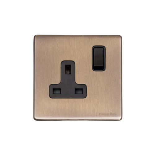 Vintage Range Antique Brass Switches & Sockets, X91 - Single Socket (13 Amp) by Heritage Brass By M-Marcus