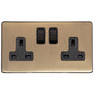 Vintage Range Antique Brass Switches & Sockets, X91 - Double Socket (13 Amp) by Heritage Brass By M-Marcus