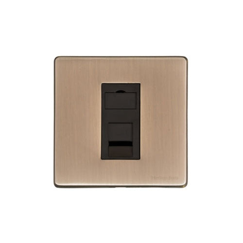 Vintage Range Antique Brass Switches & Sockets, X91 - 1 Gang CAT6 by Heritage Brass By M-Marcus