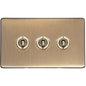Vintage Range Antique Brass Switches & Sockets, X91 - 3 Gang Toggle Switch by Heritage Brass By M-Marcus