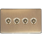Vintage Range Antique Brass Switches & Sockets, X91 - 4 Gang Toggle Switch by Heritage Brass By M-Marcus