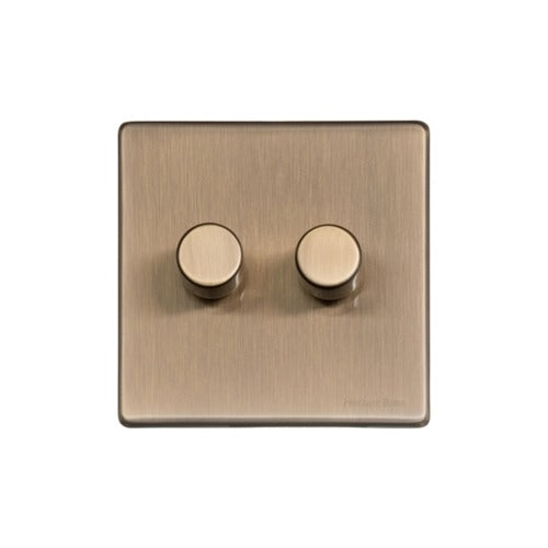Vintage Range Antique Brass Switches & Sockets, X91 - 2G Multi Location Primary Dimmer by Heritage Brass By M-Marcus