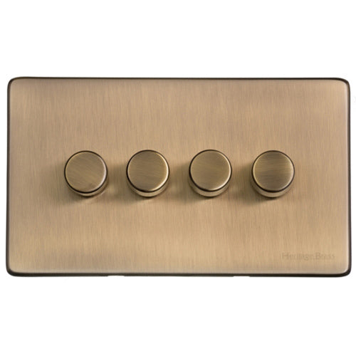 Vintage Range Antique Brass Switches & Sockets, X91 - 4 Gang Dimmer 250 watts (Compatible with halogen/ incandescent bulbs) by Heritage Brass By M-Marcus