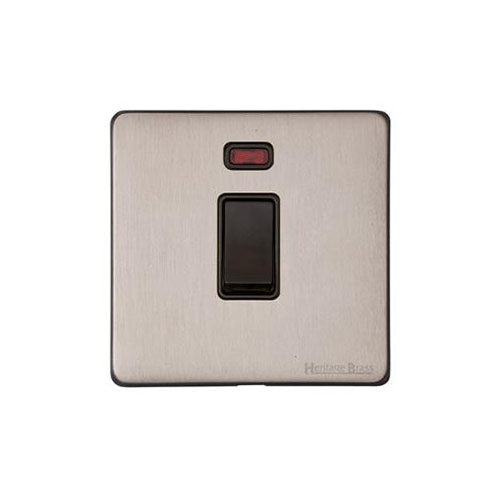 Vintage Range Aged Pewter Switches & Sockets, XAP - 20A Double Pole Switch with Neon by Heritage Brass By M-Marcus