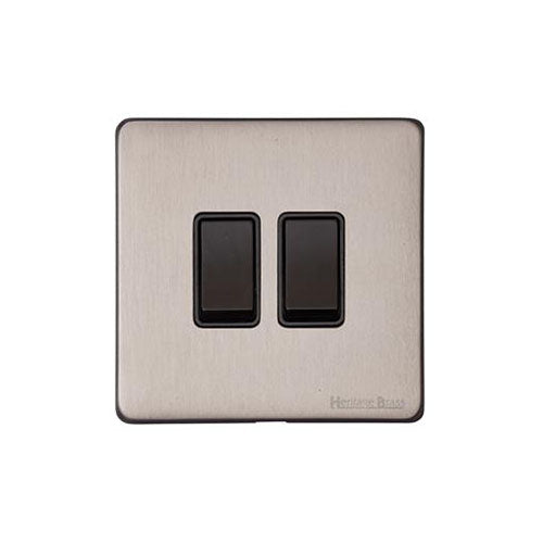Vintage Range Aged Pewter Switches & Sockets, XAP - 2 Gang Rocker Switch by Heritage Brass By M-Marcus