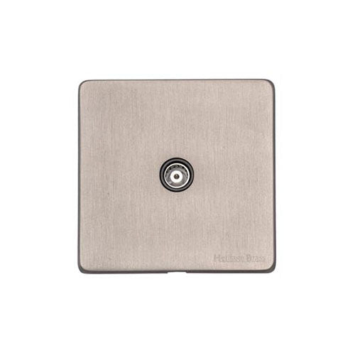 Vintage Range Aged Pewter Switches & Sockets, XAP - 1 Gang Non-Isolated TV Coaxial Socket by Heritage Brass By M-Marcus