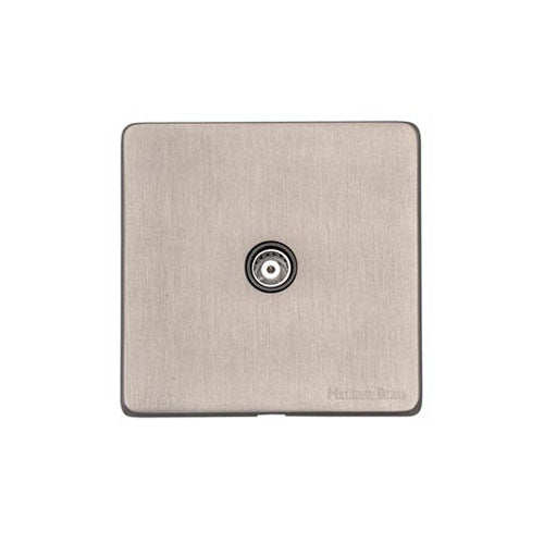 Vintage Range Aged Pewter Switches & Sockets, XAP - 1 Gang Isolated TV Coaxial Socket by Heritage Brass By M-Marcus