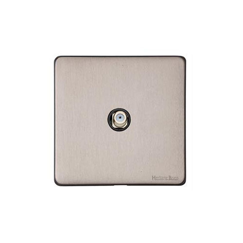 Vintage Range Aged Pewter Switches & Sockets, XAP - 1 Gang Satellite Socket by Heritage Brass By M-Marcus