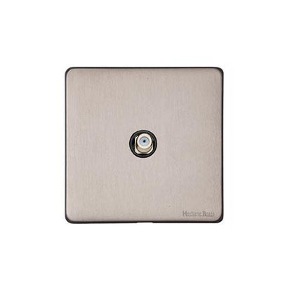 Vintage Range Aged Pewter Switches & Sockets, XAP - 1 Gang Satellite Socket by Heritage Brass By M-Marcus