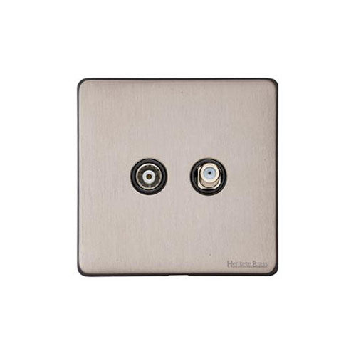 Vintage Range Aged Pewter Switches & Sockets, XAP - TV/Satellite Socket by Heritage Brass By M-Marcus