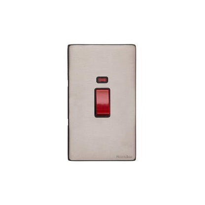 Vintage Range Aged Pewter Switches & Sockets, XAP - 45A DP Cooker Switch with Neon (tall plate) by Heritage Brass By M-Marcus