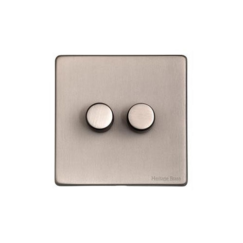 Vintage Range Aged Pewter Switches & Sockets, XAP - 2 Gang Dimmer 250 watts (Compatible with halogen/ incandescent bulbs) by Heritage Brass By M-Marcus