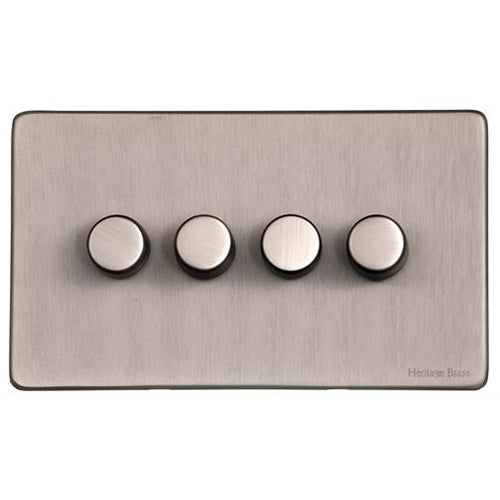 Vintage Range Aged Pewter Switches & Sockets, XAP - 4 Gang Dimmer 250 watts (Compatible with halogen/ incandescent bulbs) by Heritage Brass By M-Marcus