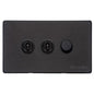 Vintage Range Matt Black Switches & Sockets, XBK - 3G Mixed Toggle Dimmer Switch 2xToggle 1xTED by Heritage Brass By M-Marcus