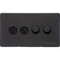 Vintage Range Matt Black Switches & Sockets, XBK - 4G Mixed Toggle Dimmer Switch 2xToggle 2xTED by Heritage Brass By M-Marcus