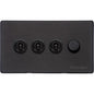 Vintage Range Matt Black Switches & Sockets, XBK - 4G Mixed Toggle Dimmer Switch 3xToggle 1xTED by Heritage Brass By M-Marcus