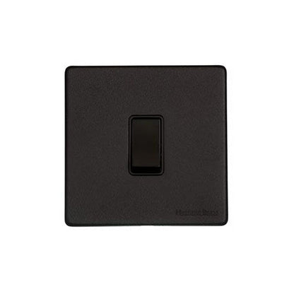 Vintage Range Matt Black Switches & Sockets, XBK - 1 Gang Intermediate Rocker Switch by Heritage Brass By M-Marcus