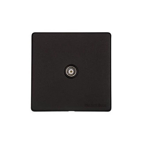 Vintage Range Matt Black Switches & Sockets, XBK - 1 Gang Non-Isolated TV Coaxial Socket by Heritage Brass By M-Marcus