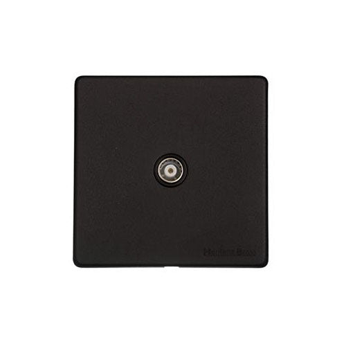 Vintage Range Matt Black Switches & Sockets, XBK - 1 Gang Isolated TV Coaxial Socket by Heritage Brass By M-Marcus