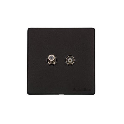 Vintage Range Matt Black Switches & Sockets, XBK - TV/Satellite Socket by Heritage Brass By M-Marcus
