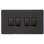 Vintage Range Matt Black Switches & Sockets, XBK - 4 Gang Rocker Switch by Heritage Brass By M-Marcus