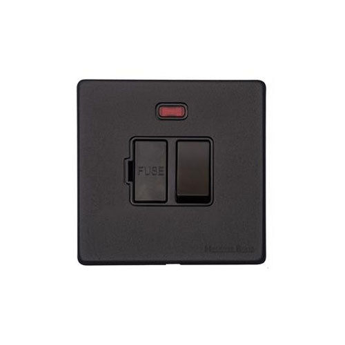 Vintage Range Matt Black Switches & Sockets, XBK - Switched Spur with Neon (13 Amp) by Heritage Brass By M-Marcus