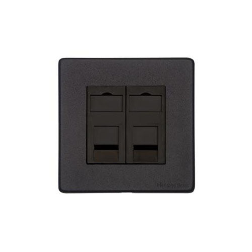 Vintage Range Matt Black Switches & Sockets, XBK - 2 Gang Secondary Line Socket by Heritage Brass By M-Marcus