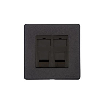 Vintage Range Matt Black Switches & Sockets, XBK - 2 Gang CAT6 by Heritage Brass By M-Marcus