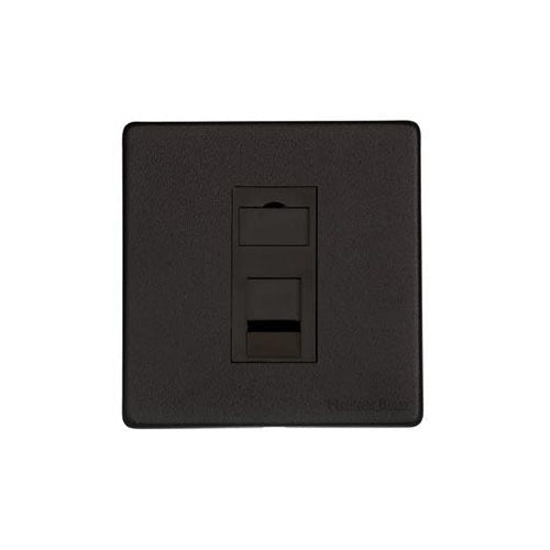 Vintage Range Matt Black Switches & Sockets, XBK - 1 Gang CAT6 by Heritage Brass By M-Marcus