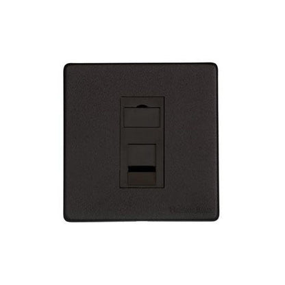 Vintage Range Matt Black Switches & Sockets, XBK - 1 Gang CAT6 by Heritage Brass By M-Marcus