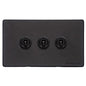 Vintage Range Matt Black Switches & Sockets, XBK - 3 Gang Toggle Switch by Heritage Brass By M-Marcus