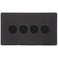 Vintage Range Matt Black Switches & Sockets, XBK - 4 Gang Toggle Switch by Heritage Brass By M-Marcus