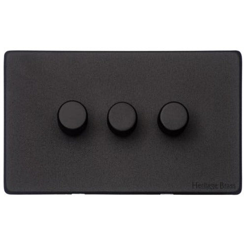 Vintage Range Matt Black Switches & Sockets, XBK - 3G Multi Location Secondary Dimmer by Heritage Brass By M-Marcus