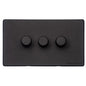 Vintage Range Matt Black Switches & Sockets, XBK - 3 Gang Dimmer 400 watts (Compatible with halogen/ incandescent bulbs) by Heritage Brass By M-Marcus