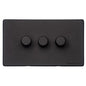 Vintage Range Matt Black Switches & Sockets, XBK - 3 Gang TED Dimmer (Compatible with LED Lamps) by Heritage Brass By M-Marcus