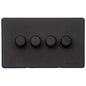 Vintage Range Matt Black Switches & Sockets, XBK - 4 Gang TED Dimmer (Compatible with LED Lamps) by Heritage Brass By M-Marcus