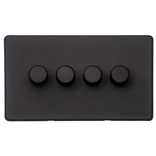 Vintage Range Matt Black Switches & Sockets, XBK - 4 Gang Dimmer 400 watts(Compatible with halogen/ incandescent bulbs) by Heritage Brass By M-Marcus