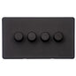 Vintage Range Matt Black Switches & Sockets, XBK - 4 Gang Dimmer 400 watts(Compatible with halogen/ incandescent bulbs) by Heritage Brass By M-Marcus