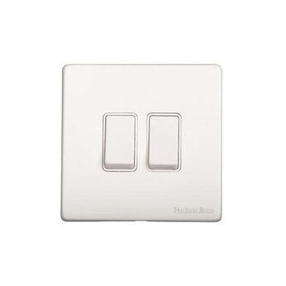 Vintage Range Gloss White Switches & Sockets, XGL - 2 Gang Rocker Switch by Heritage Brass By M-Marcus