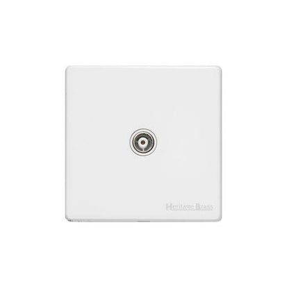 Vintage Range Gloss White Switches & Sockets, XGL - 1 Gang Isolated TV Coaxial Socket by Heritage Brass By M-Marcus